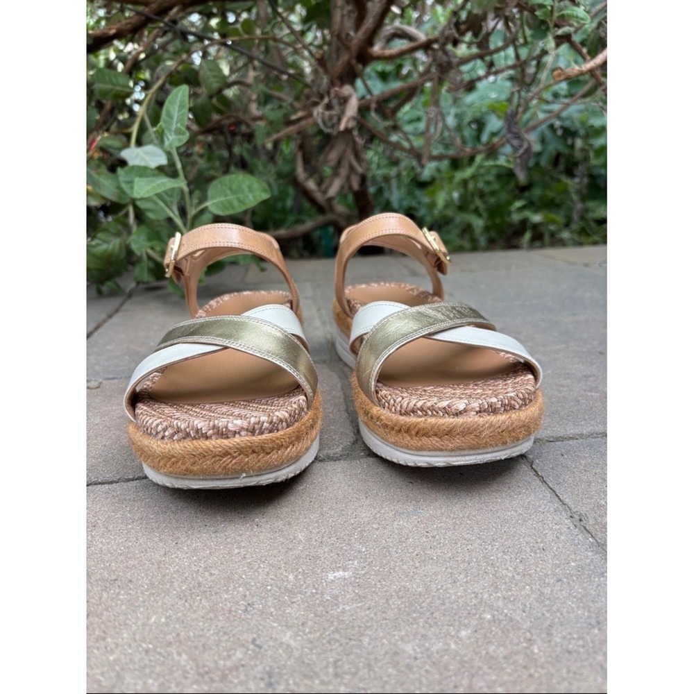 Vionic Women's Mar Wedge Sandal in Camel, Gold & Brown Leather.  EUC - Picture 5 of 16